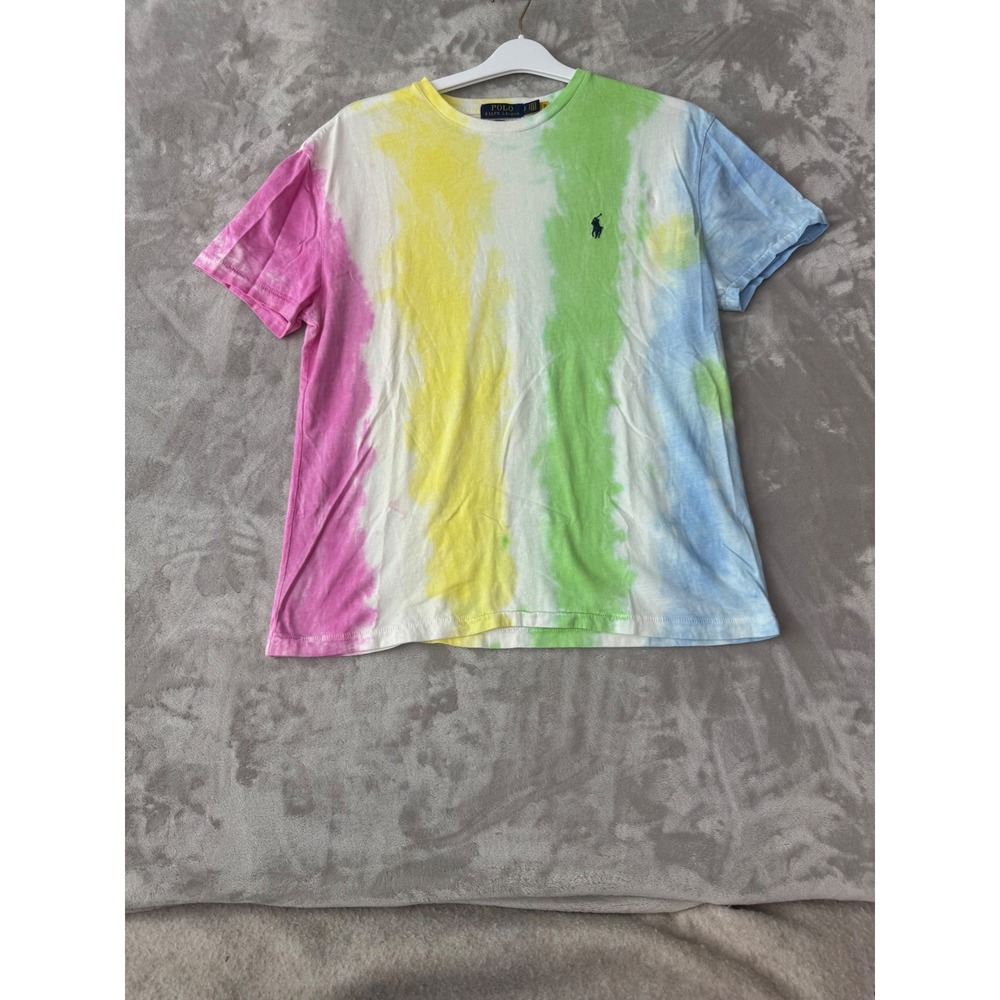 Polo Ralph Lauren Mens Classic Fit Tie Dye Pony Logo T-Shirt Multi-Color Small